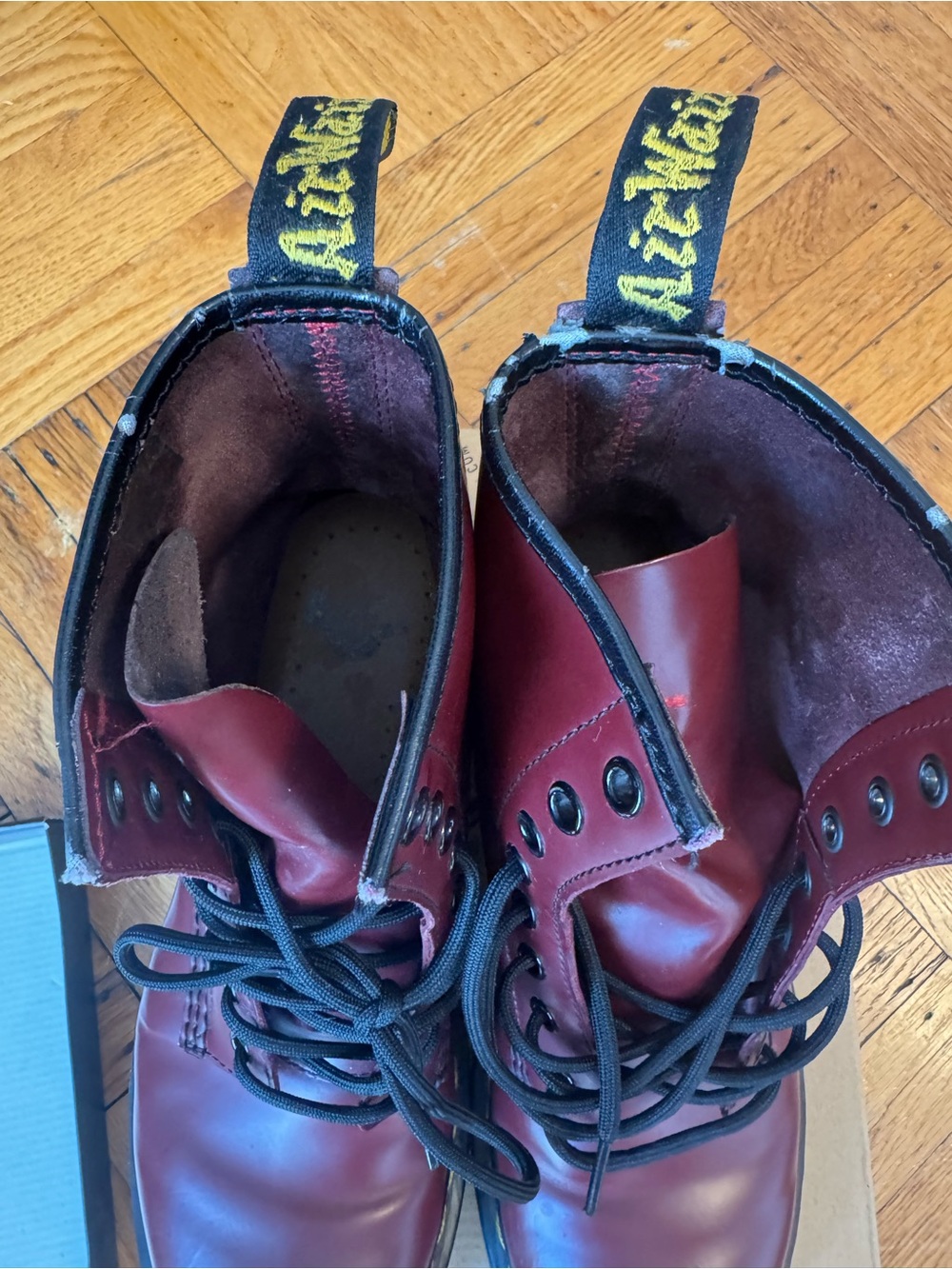 Dr. Martens 8-Eye Leather Boots in Cherry/Bordeaux - Picture 3 of 12